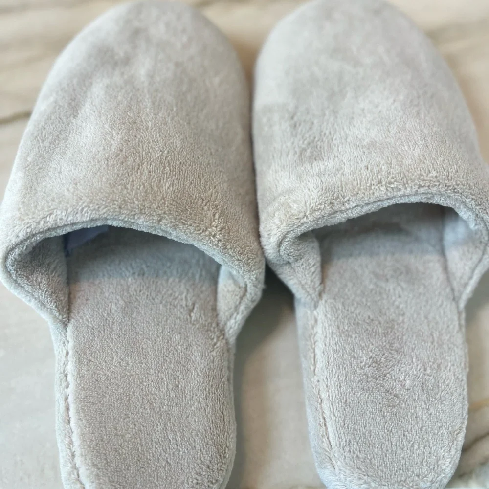 Restoration Hardware Plush Spa Slippers - Sand
